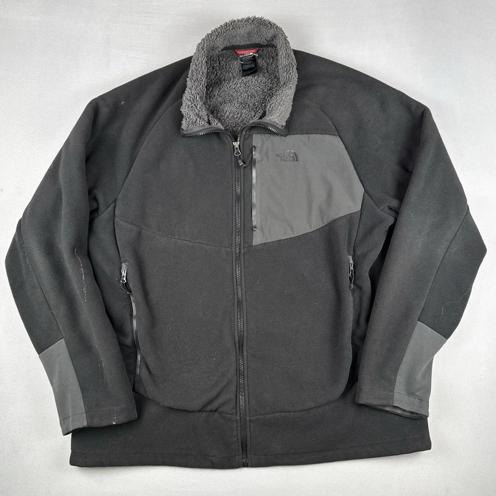 The North Face Sherpa Fleece Jacket 2XL Gray Full Zip Heavyweight Outdoor